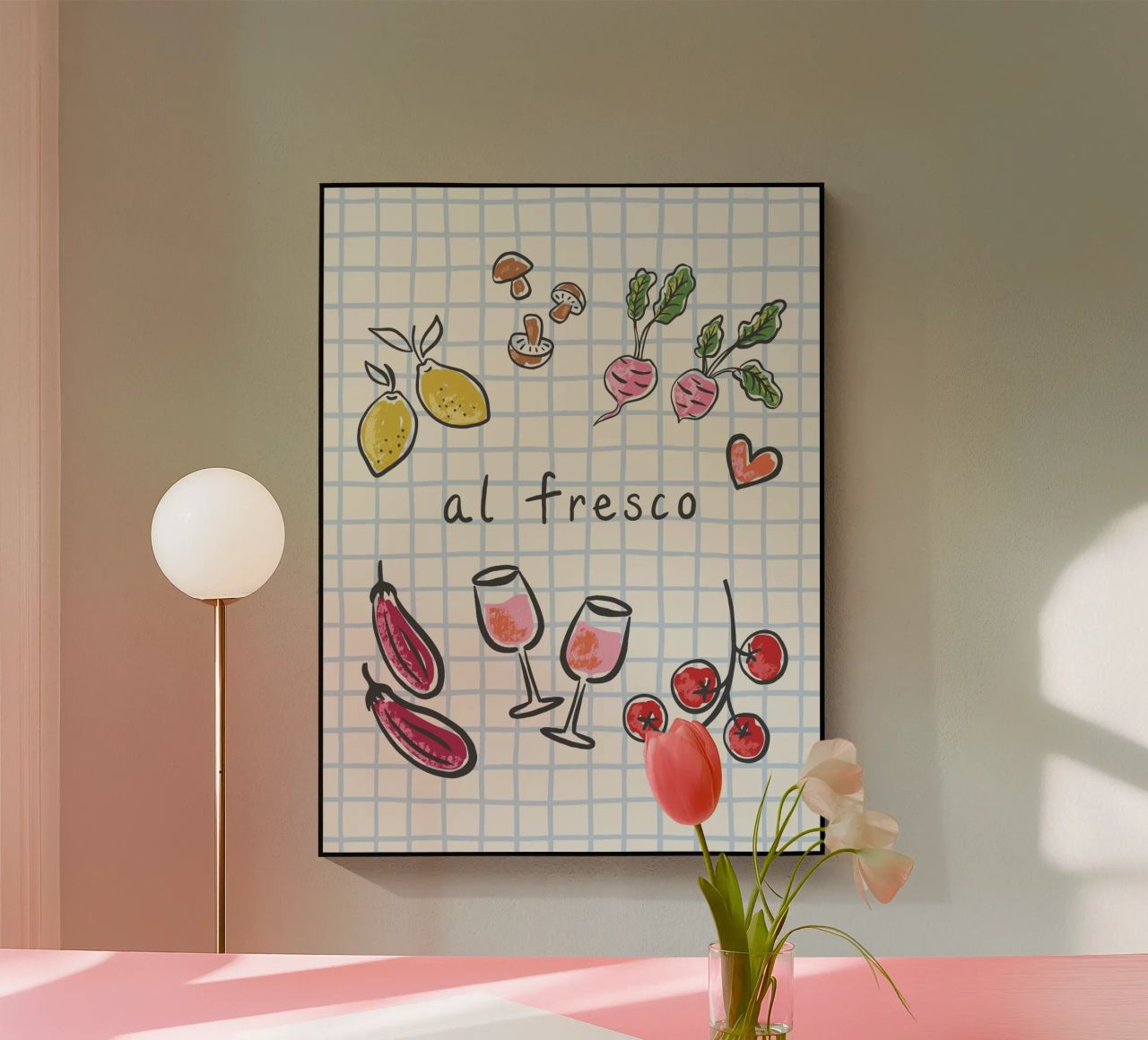 Al Fresco – Naïve Hand Drawn Picnic Print plexiglass da Vivdesign