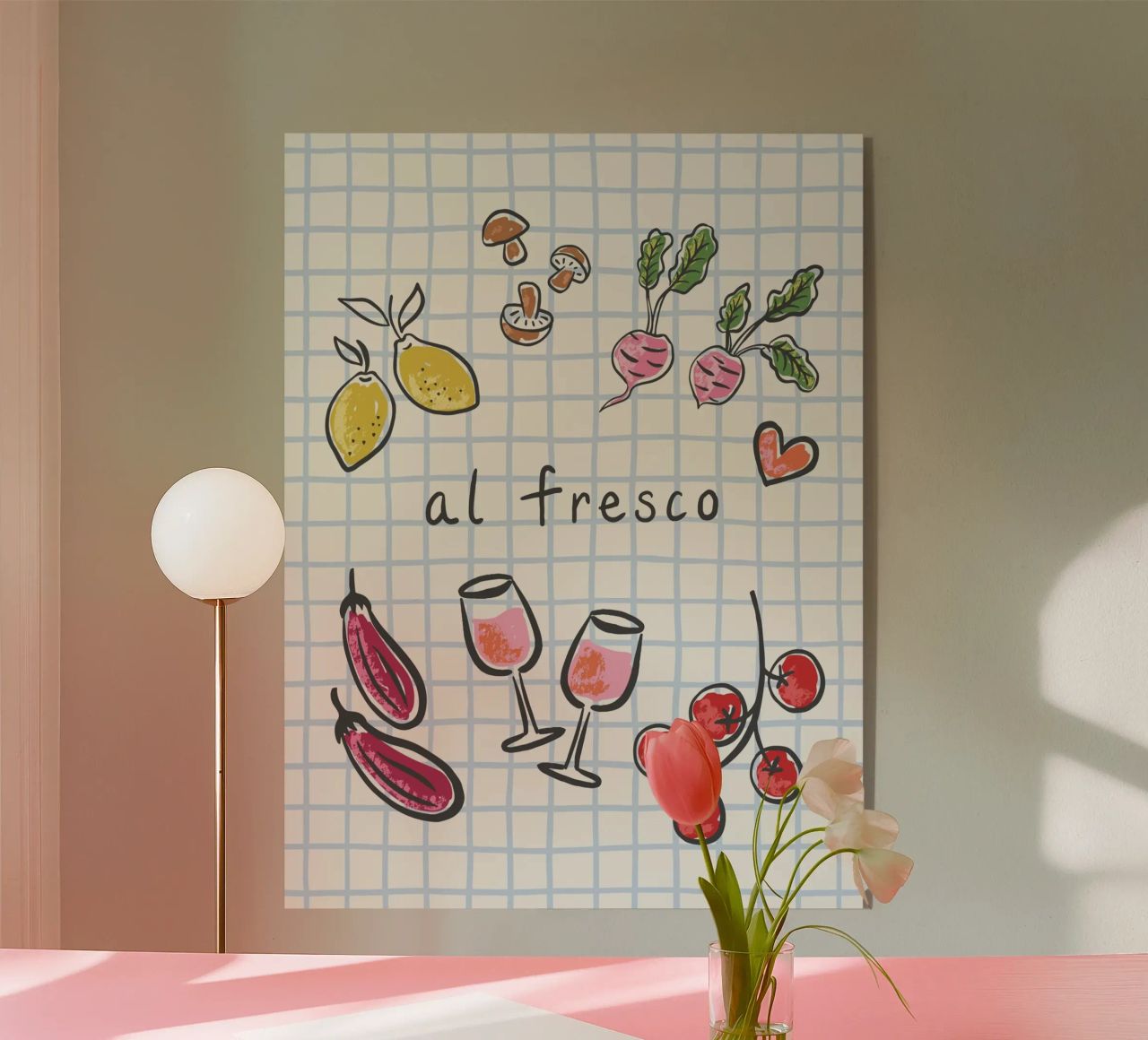 Al Fresco – Naïve Hand Drawn Picnic Print plexiglass da Vivdesign