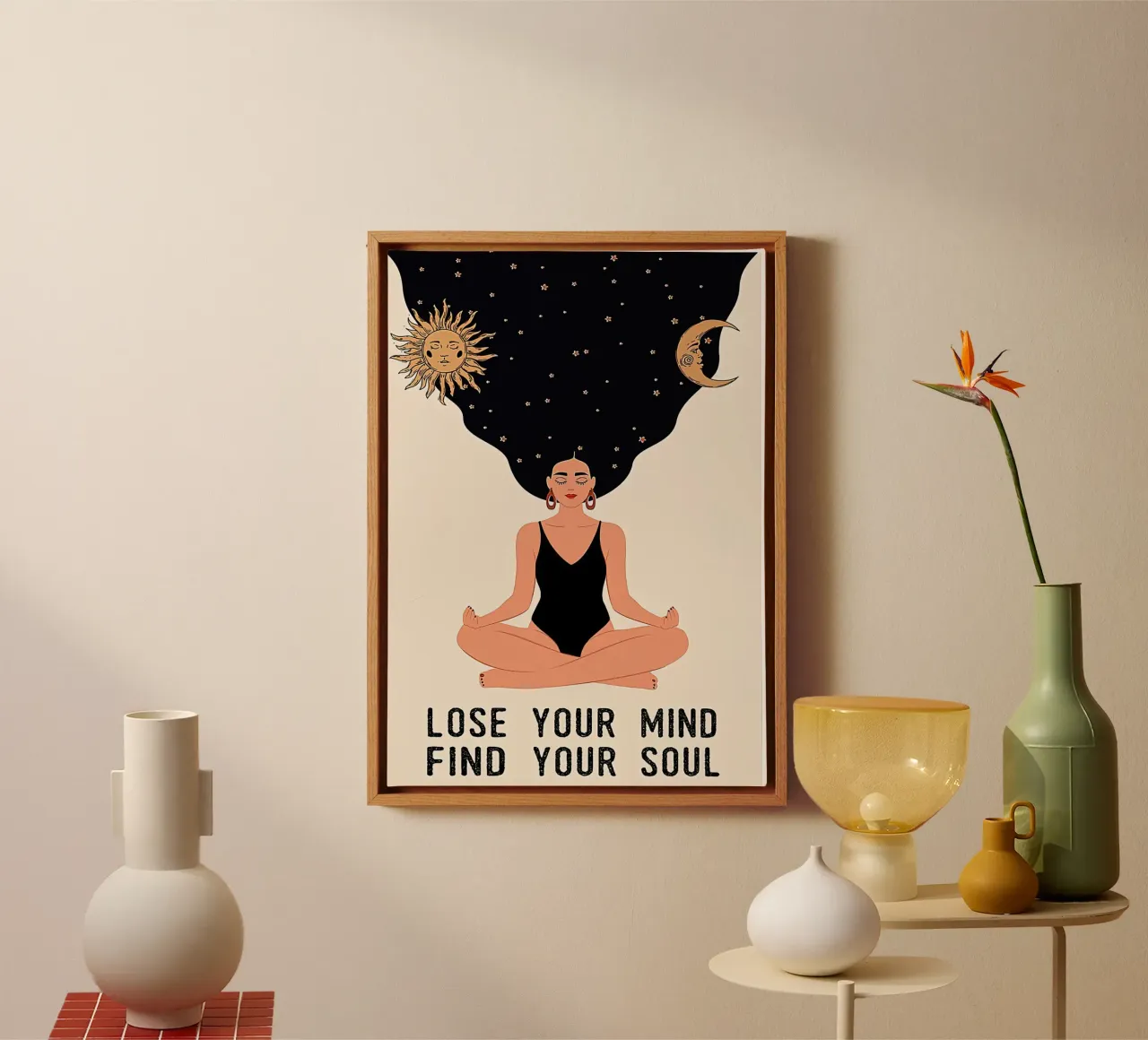 Mediterende meid Verlies je verstand, vind je ziel canvas van Aaronshop