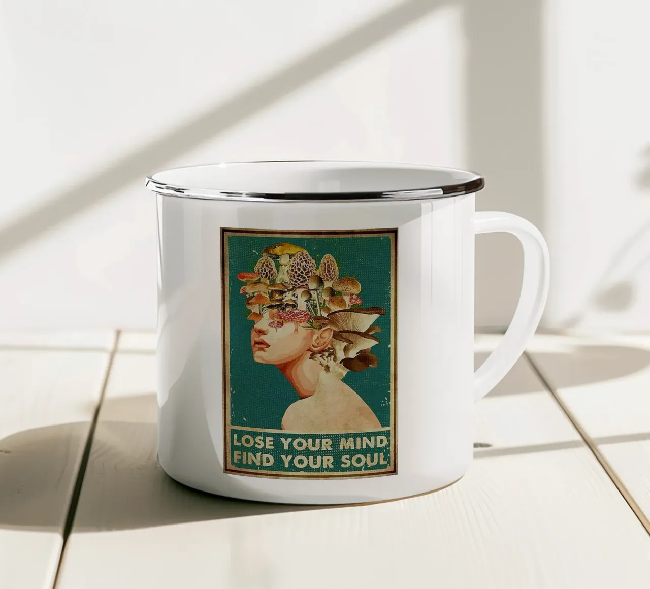 La ragazza del fungo Perdere la mente Trovare l'anima tazza in smalto da Aaronshop