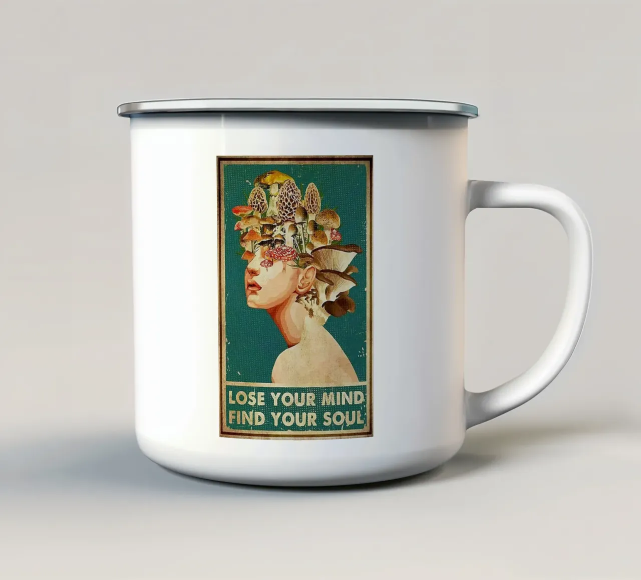 La ragazza del fungo Perdere la mente Trovare l'anima tazza in smalto da Aaronshop