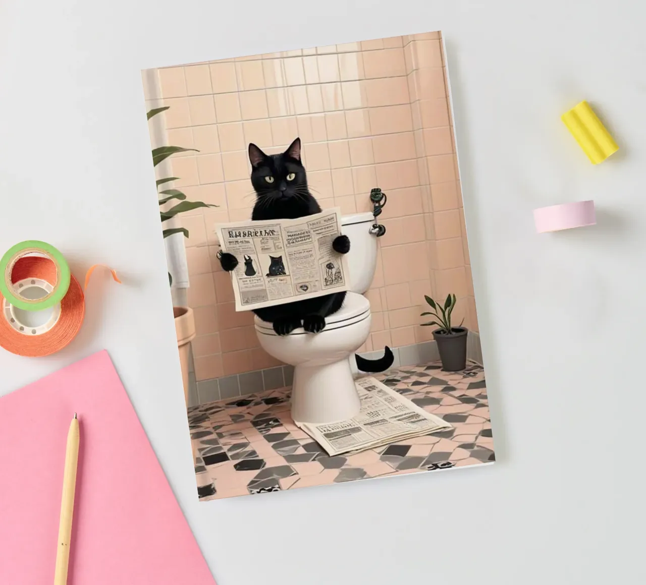 Black Cat on toilet notebook by Betty Shops