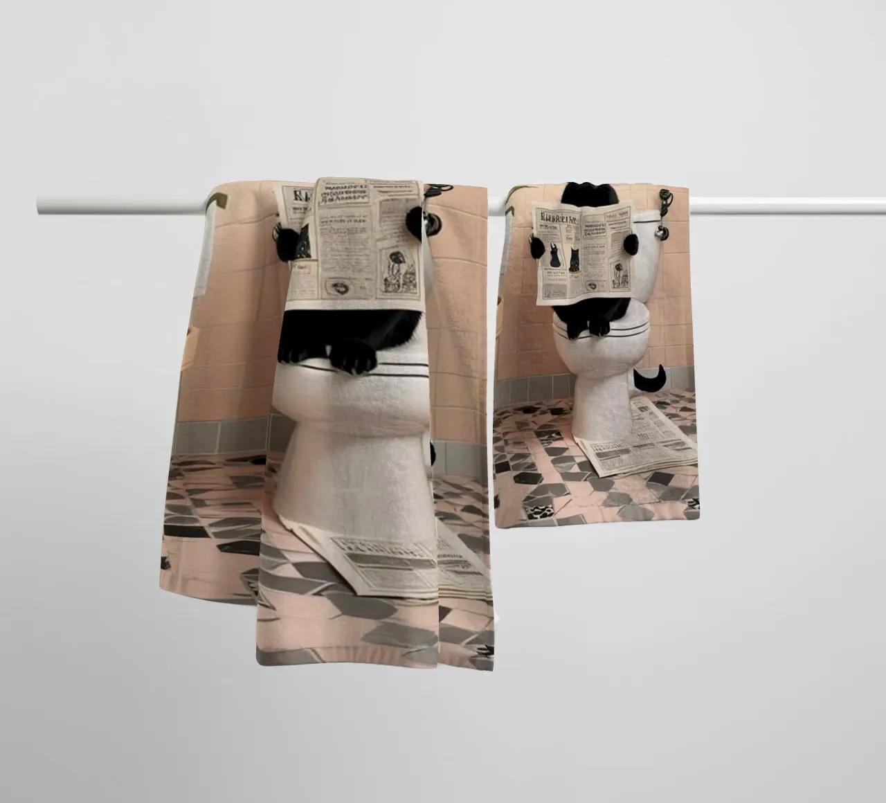 Black Cat on toilet towel by Betty Shops