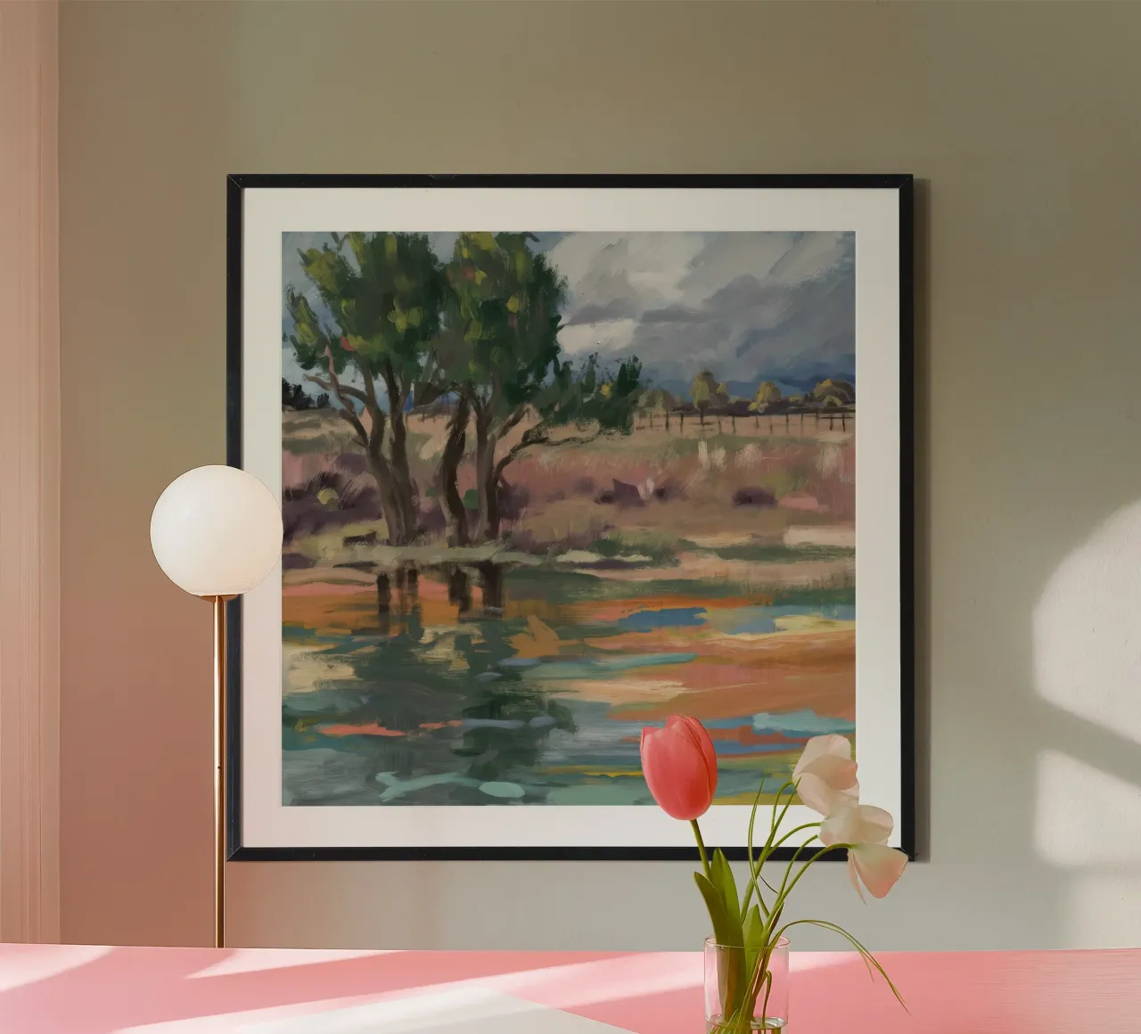 Stagno Pastorale Silenzio poster con telaio in plastica da Solestice Strokes