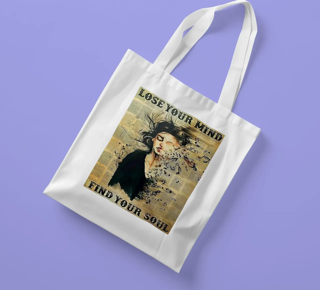 Girl Loves Music, Verliere deinen Verstand, finde deine Seele Jutebeutel von Aaronshop