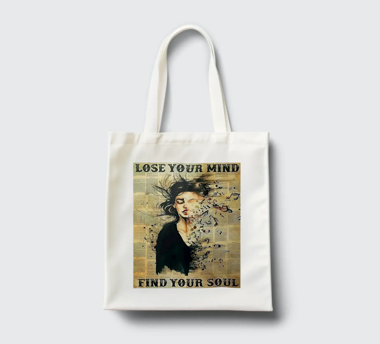 Girl Loves Music, Verliere deinen Verstand, finde deine Seele Jutebeutel von Aaronshop