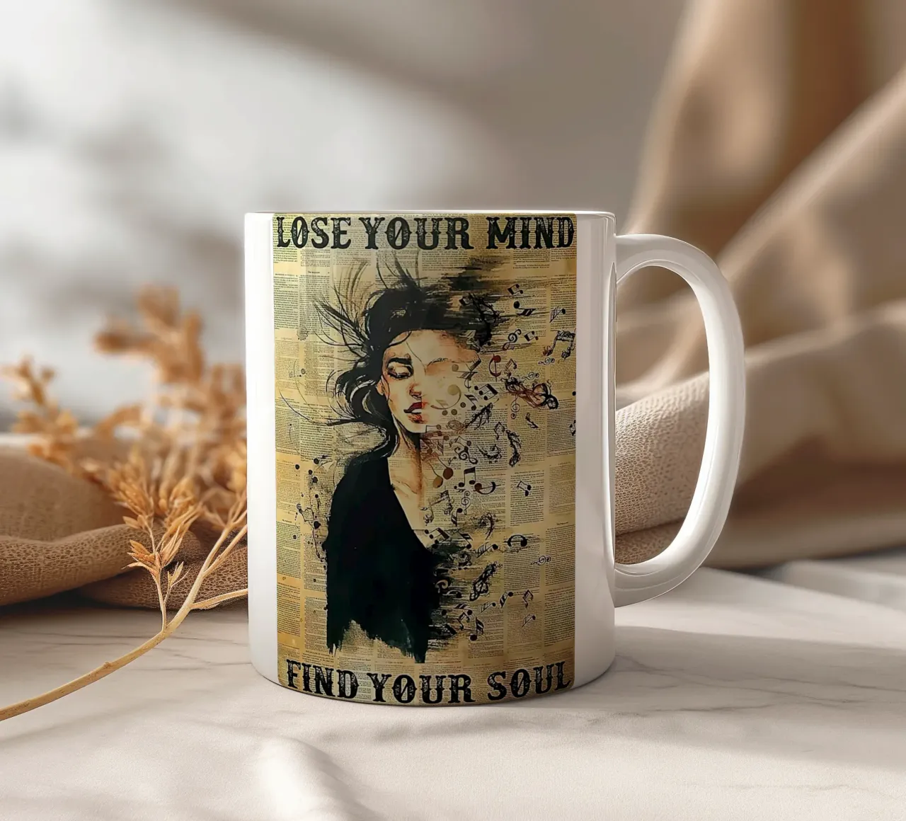 Girl Loves Music, Lose Your Mind, Find Your Soul ceramic mug by Aaronshop