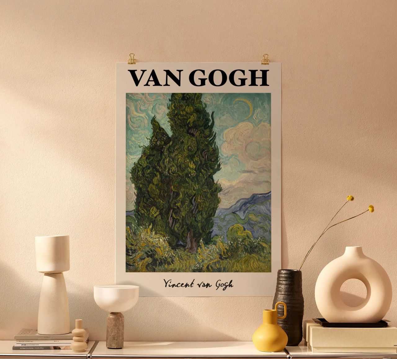 Van Goghs Zypressen, Post-Impressionistische Naturlandschaft Pr Poster von NorwesClub