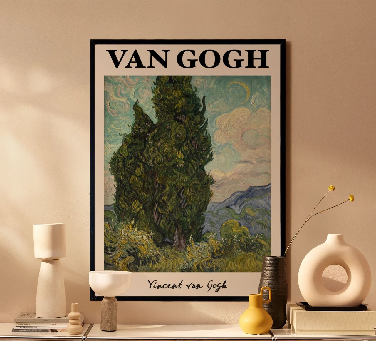 Van Goghs Zypressen, Post-Impressionistische Naturlandschaft Pr Poster von NorwesClub