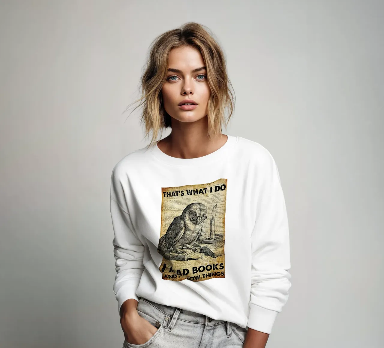 Owl That's What I Do I Read Books And I Know Things Sweatshirt von Aaronshop