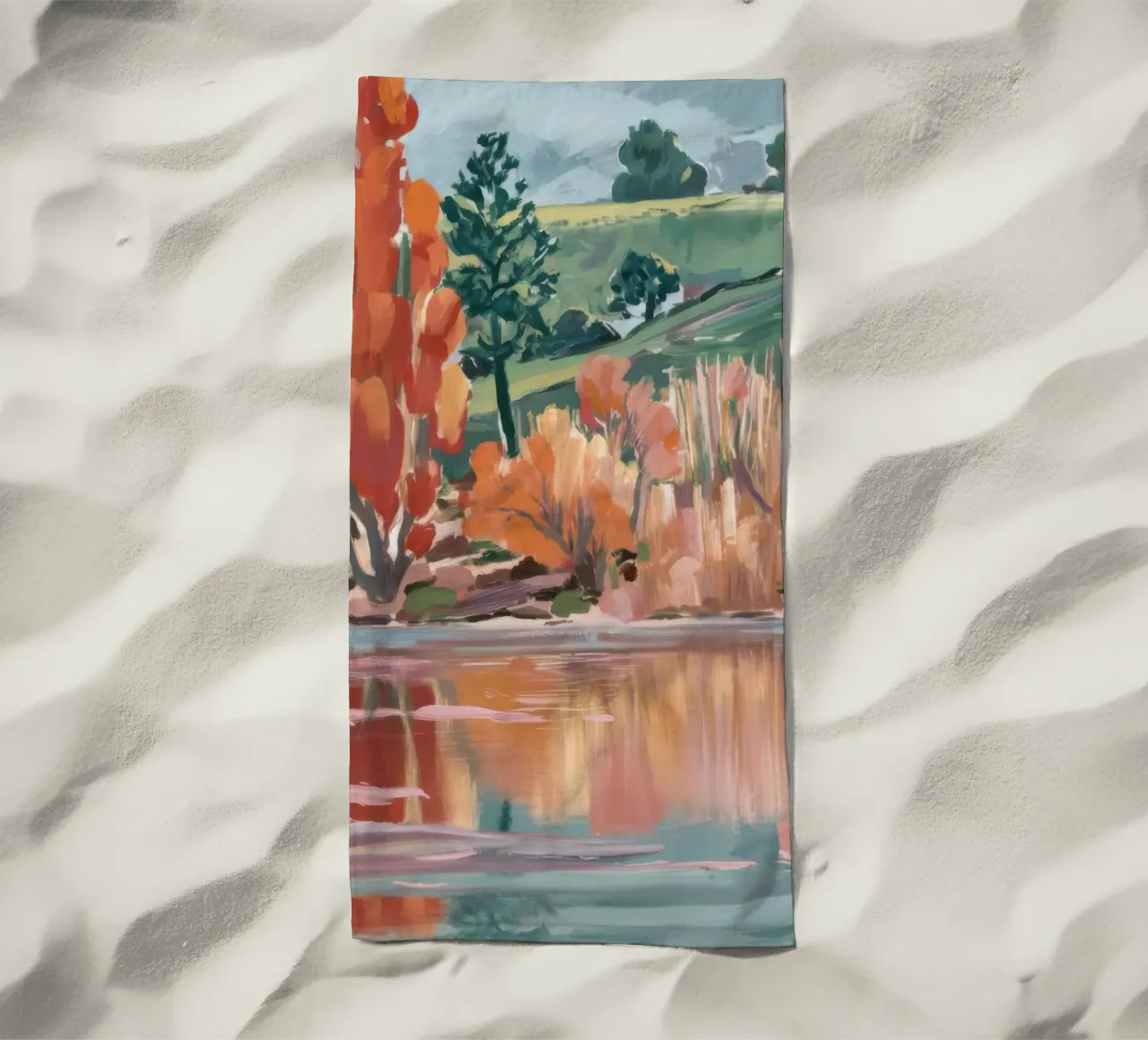 Golden Pond Whispers Strandtuch von Solestice Strokes
