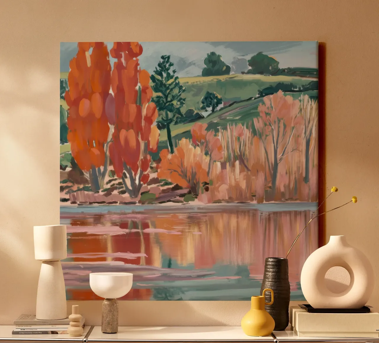 Golden Pond Whispers Leinwand von Solestice Strokes