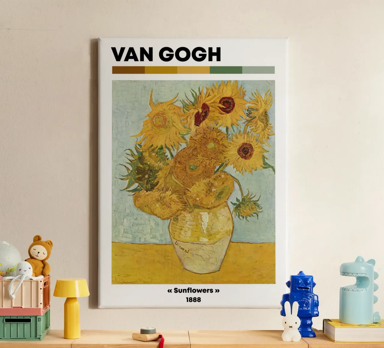 Van Gogh Zonnebloemen Impressionisme Kunstdruk - Bloemendecor T canvas met Baklijst van NorwesClub