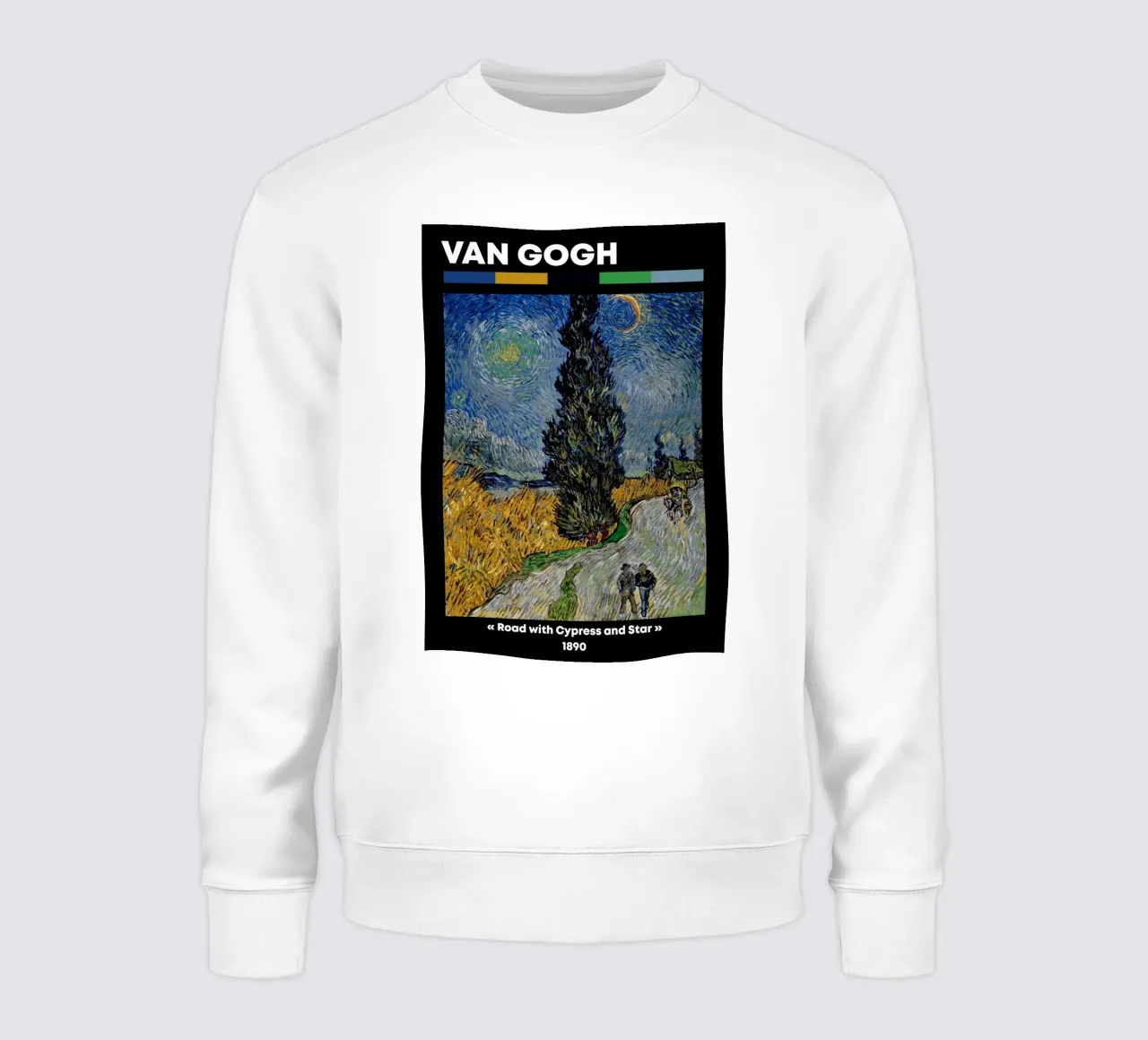 Strada di Van Gogh con cipresso e stella - Notte post-impressionista felpa da NorwesClub