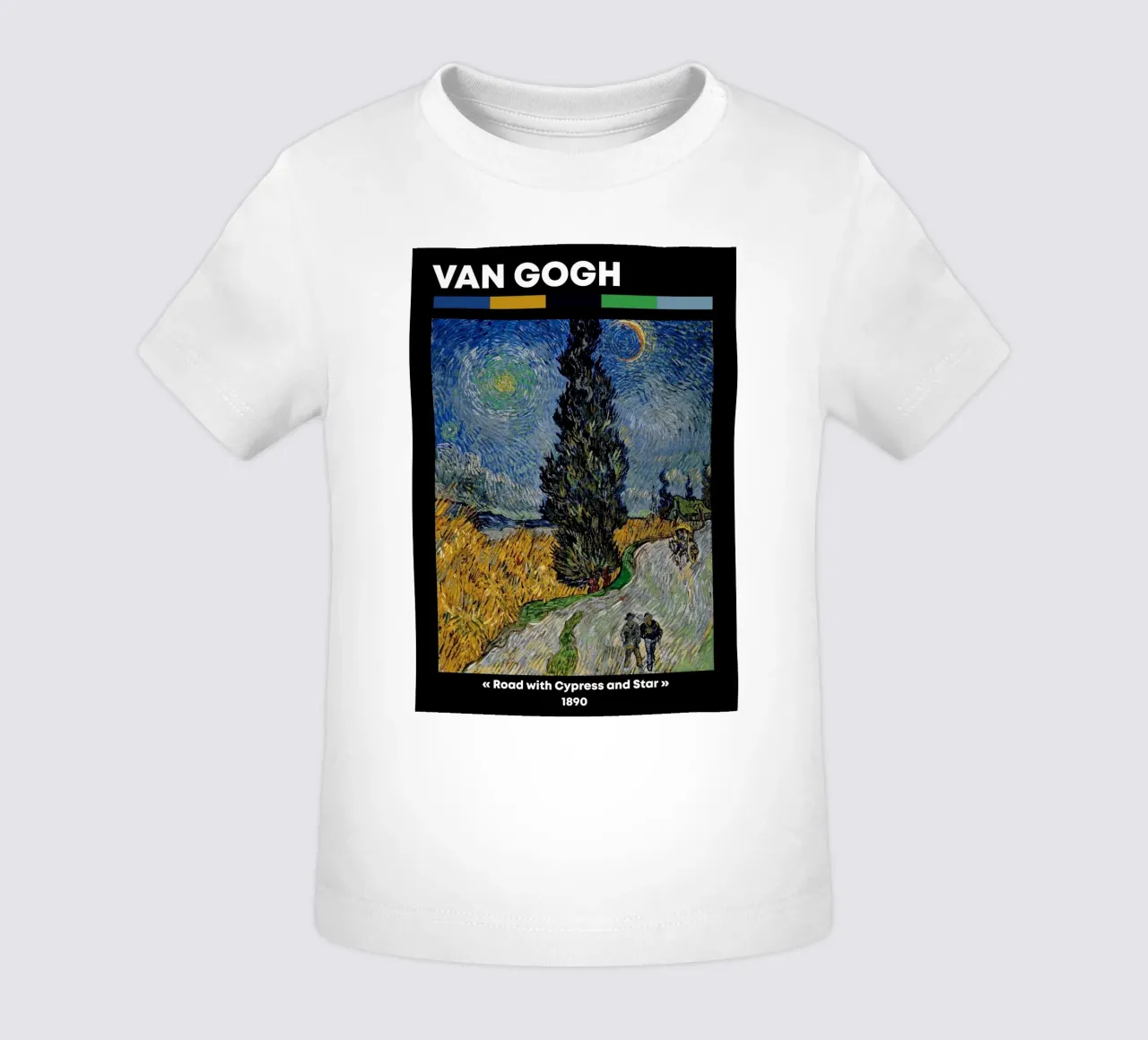 Strada di Van Gogh con cipresso e stella - Notte post-impressionista maglietta neonato da NorwesClub