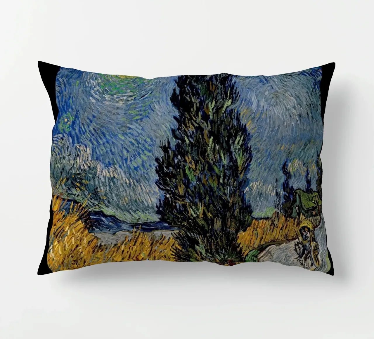 Strada di Van Gogh con cipresso e stella - Notte post-impressionista cuscino da NorwesClub