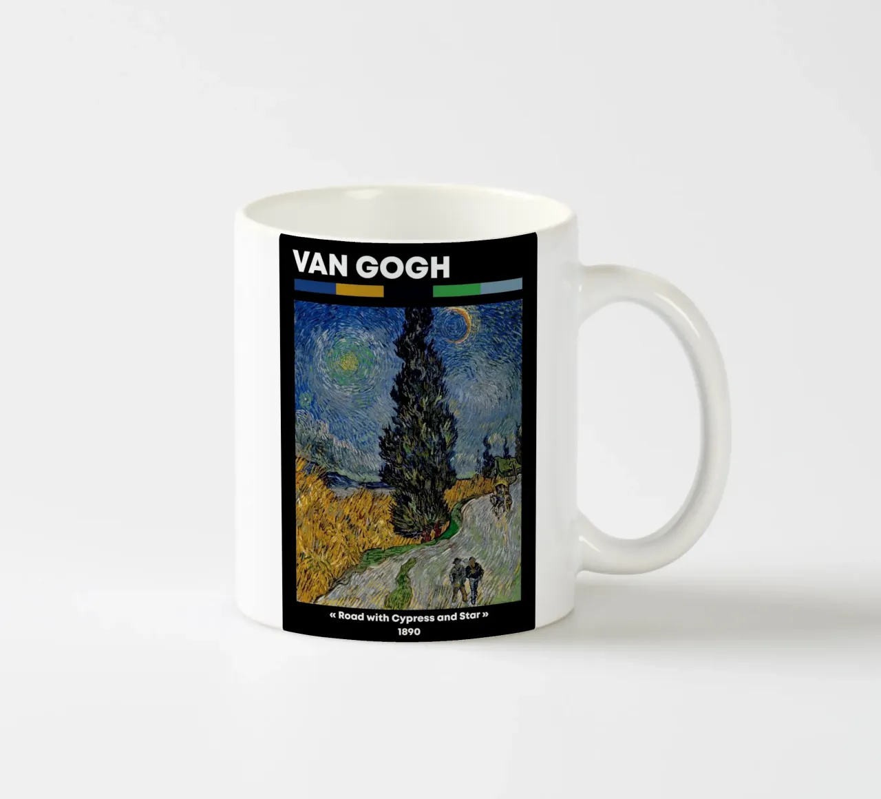 Strada di Van Gogh con cipresso e stella - Notte post-impressionista tazza in ceramica da NorwesClub