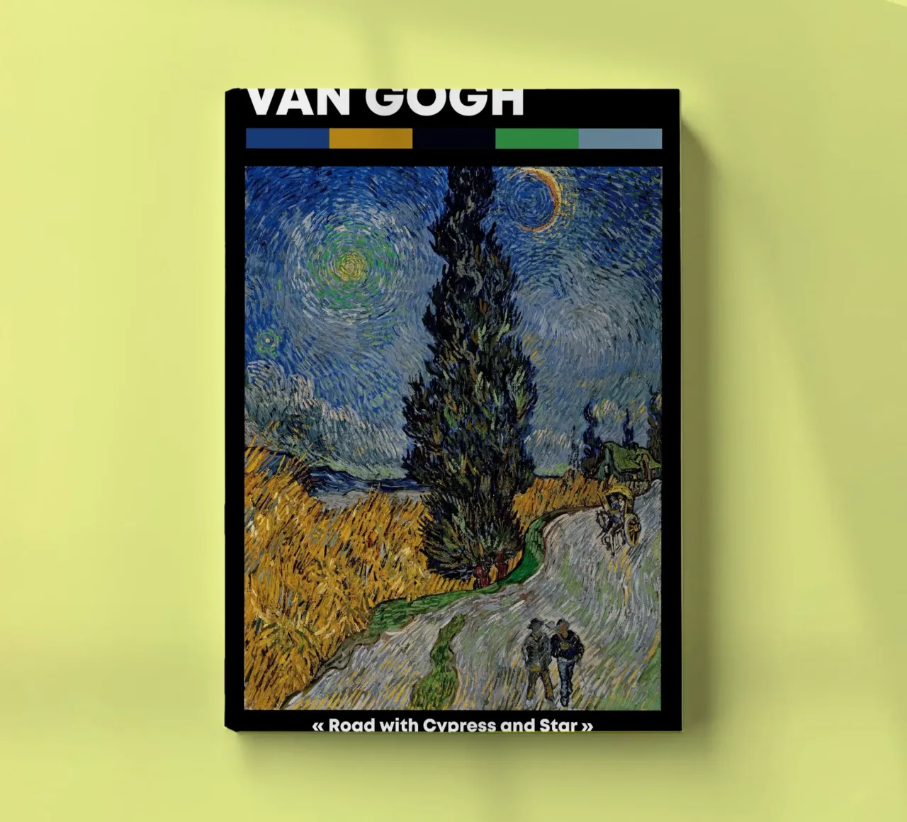 Van Gogh Road with Cypress & Star - Post-Impressionist Night notebook by NorwesClub