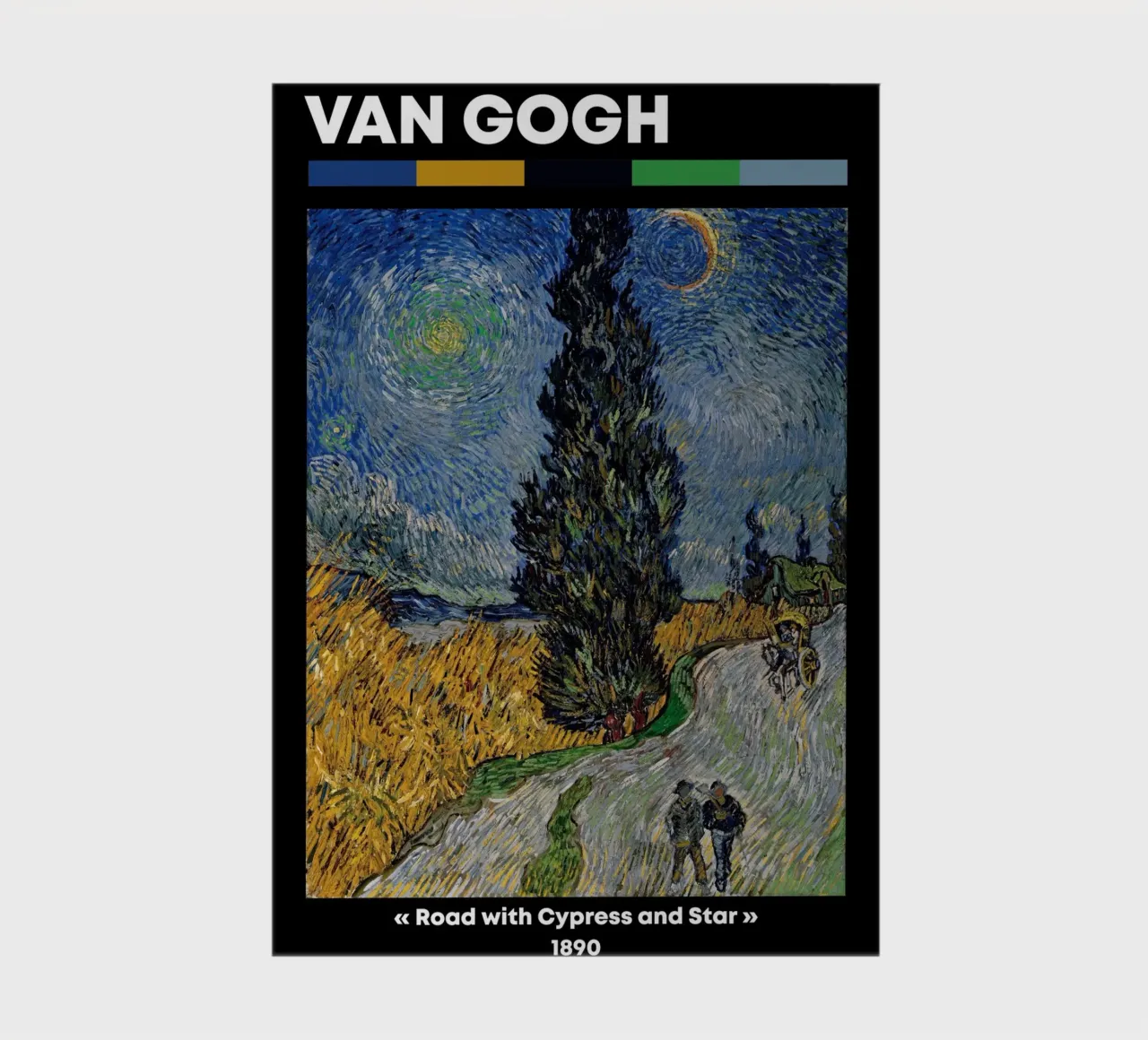 Van Gogh Road with Cypress & Star - Post-Impressionist Night notebook by NorwesClub