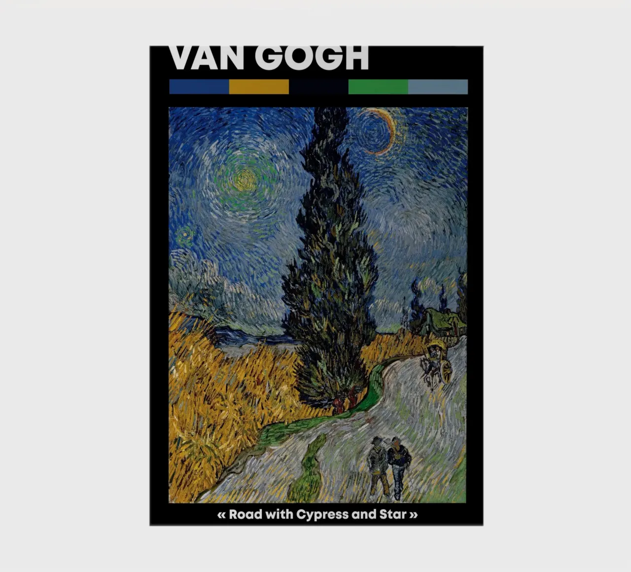 Van Gogh Road with Cypress & Star - Post-Impressionist Night notebook by NorwesClub