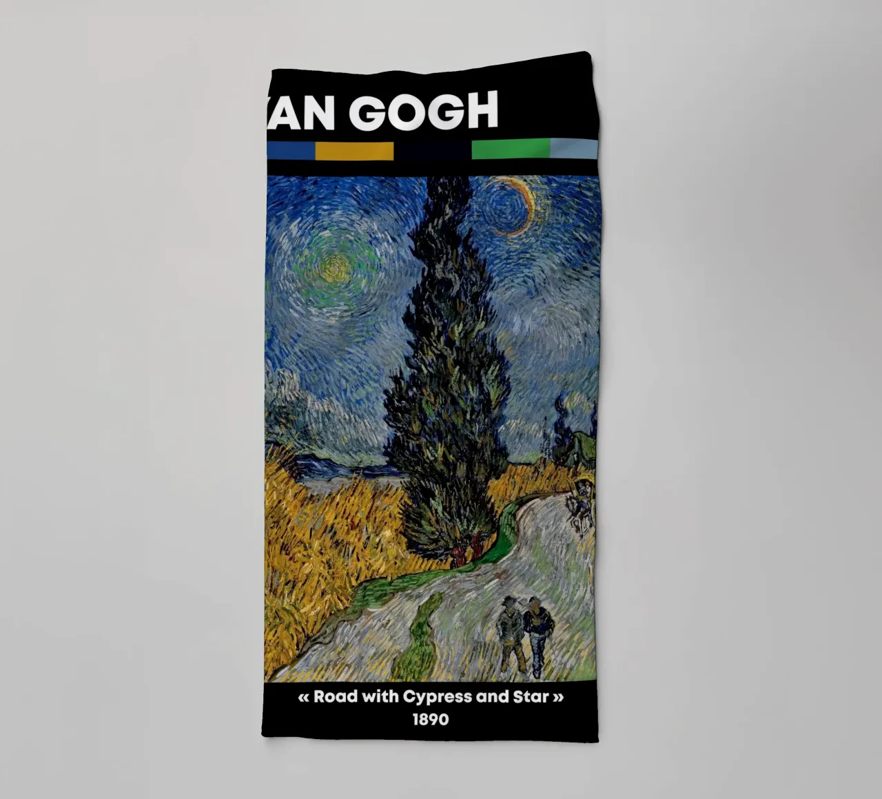 Strada di Van Gogh con cipresso e stella - Notte post-impressionista asciugamano da bagno da NorwesClub