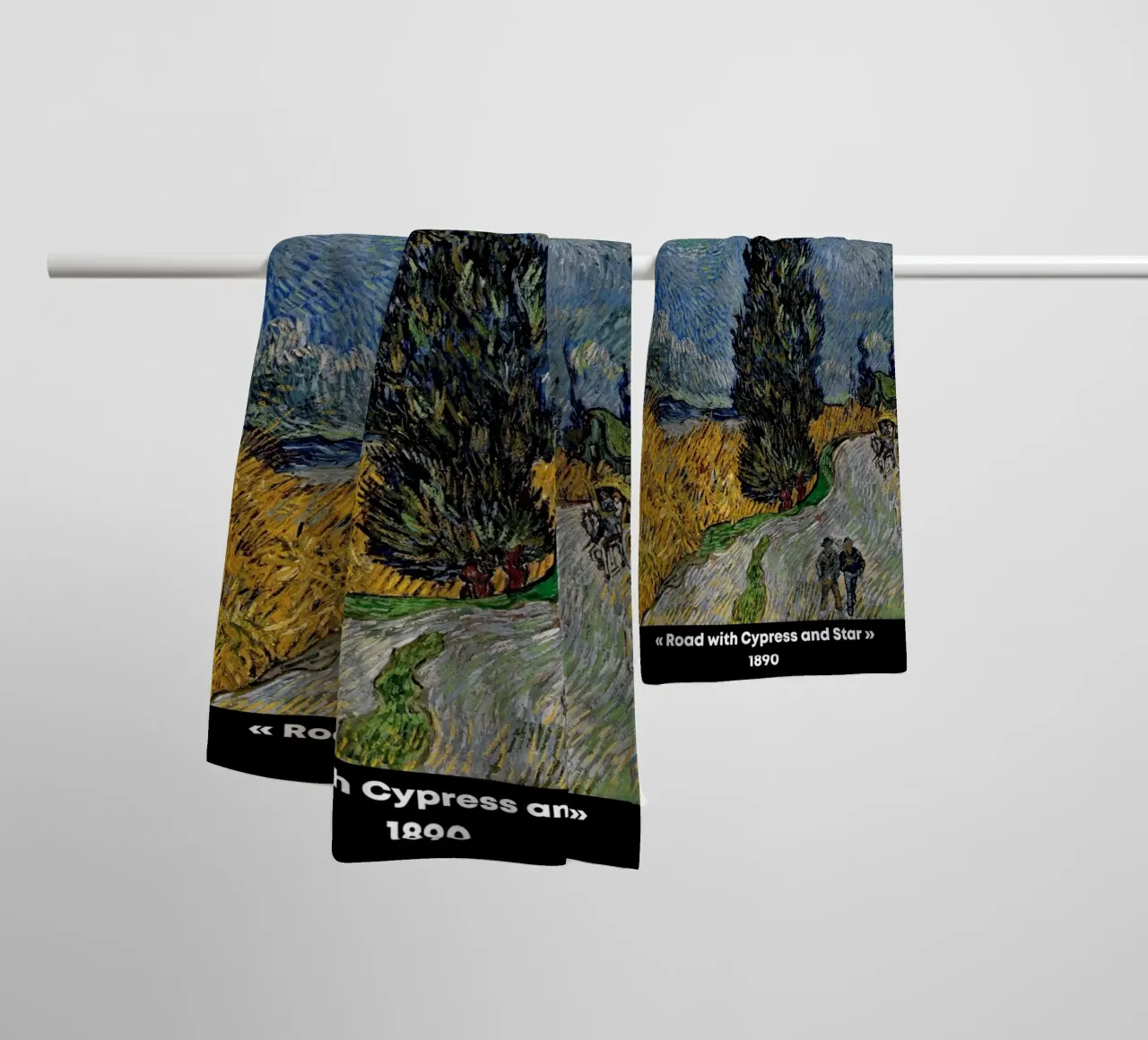 Strada di Van Gogh con cipresso e stella - Notte post-impressionista asciugamano da bagno da NorwesClub