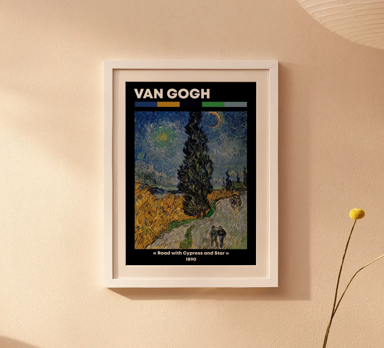 Strada di Van Gogh con cipresso e stella - Notte post-impressionista carta hahnemühle da NorwesClub