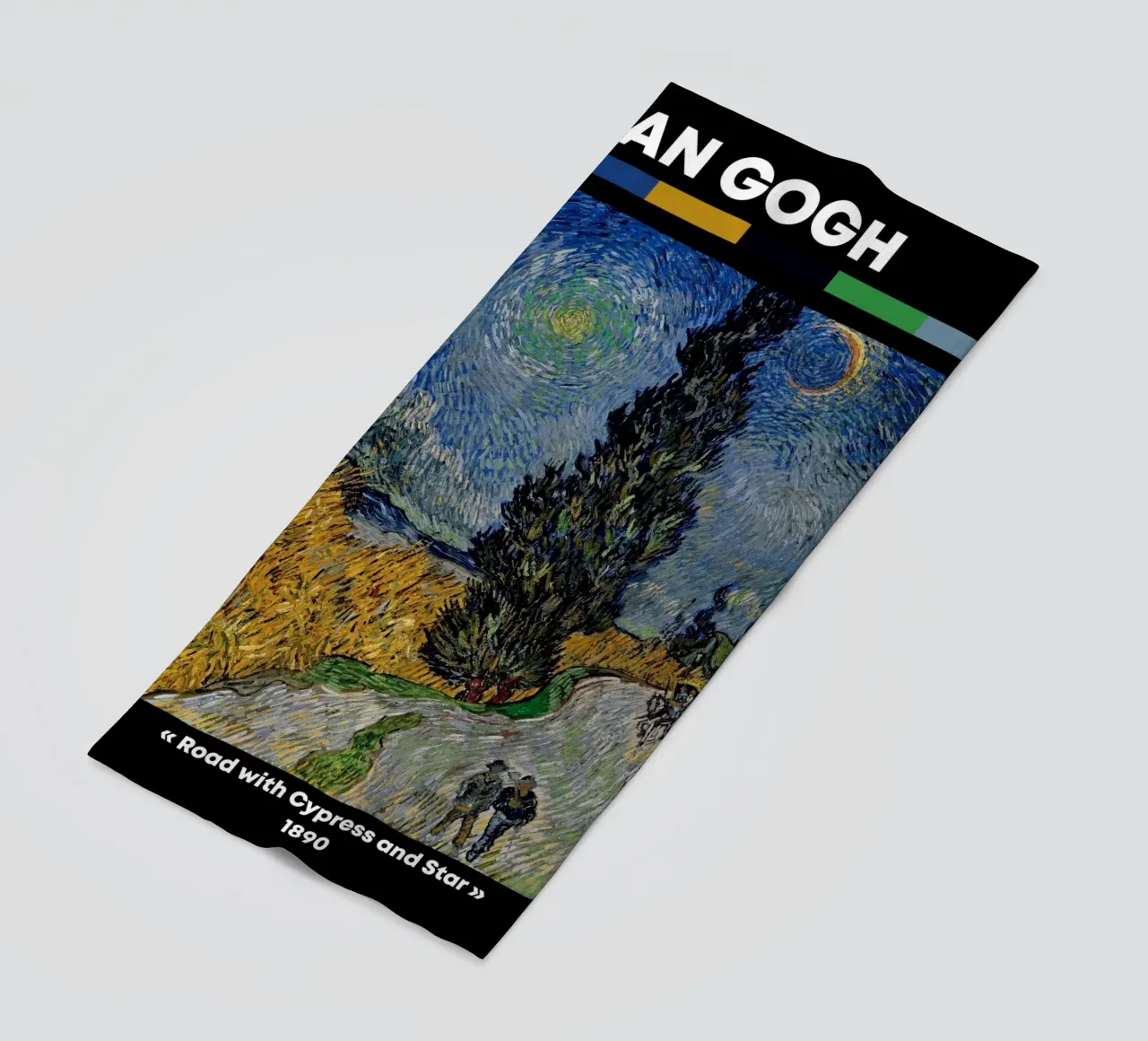 Strada di Van Gogh con cipresso e stella - Notte post-impressionista telo mare da NorwesClub