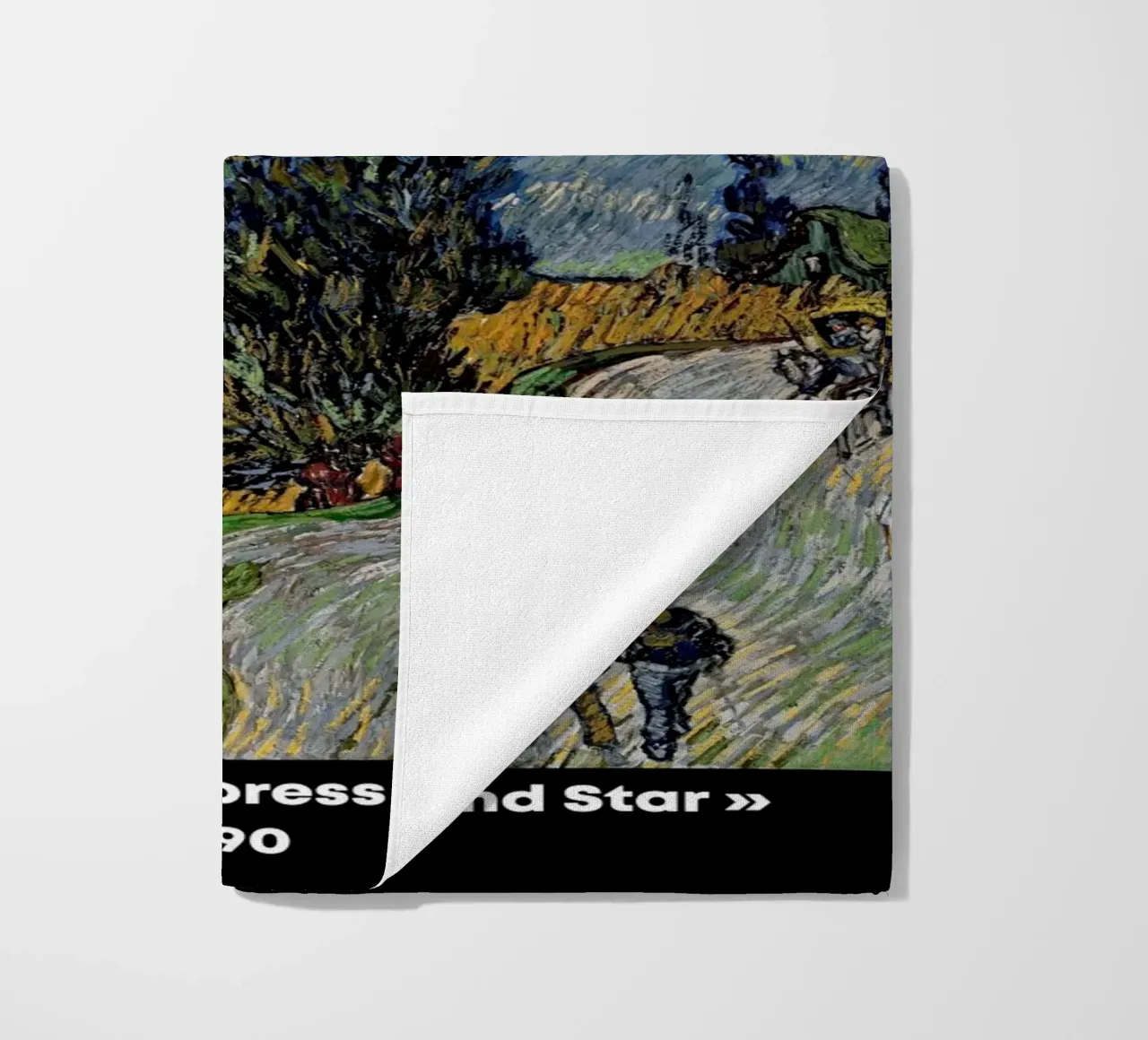 Strada di Van Gogh con cipresso e stella - Notte post-impressionista telo mare da NorwesClub