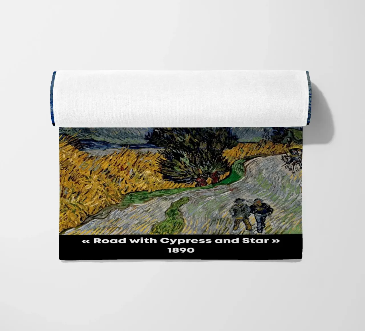 Strada di Van Gogh con cipresso e stella - Notte post-impressionista telo mare da NorwesClub