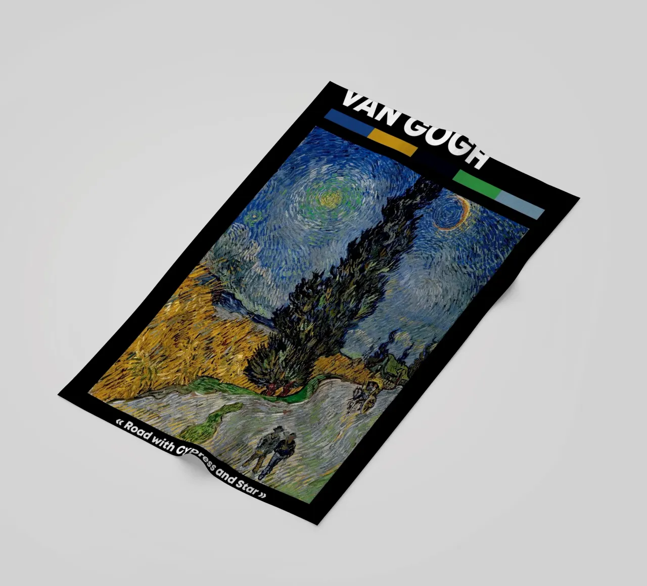 Strada di Van Gogh con cipresso e stella - Notte post-impressionista telo mare da NorwesClub