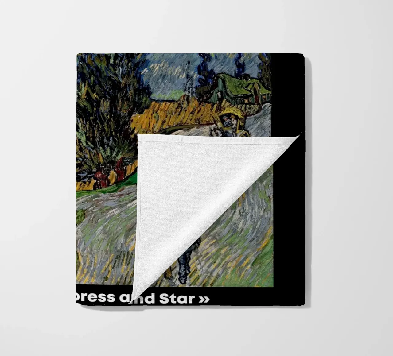Strada di Van Gogh con cipresso e stella - Notte post-impressionista telo mare da NorwesClub