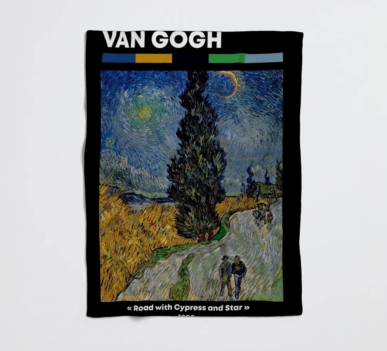 Strada di Van Gogh con cipresso e stella - Notte post-impressionista coperta in pile da NorwesClub