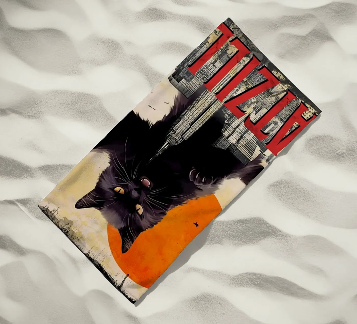 The Catzilla beach towel by Betty Shops