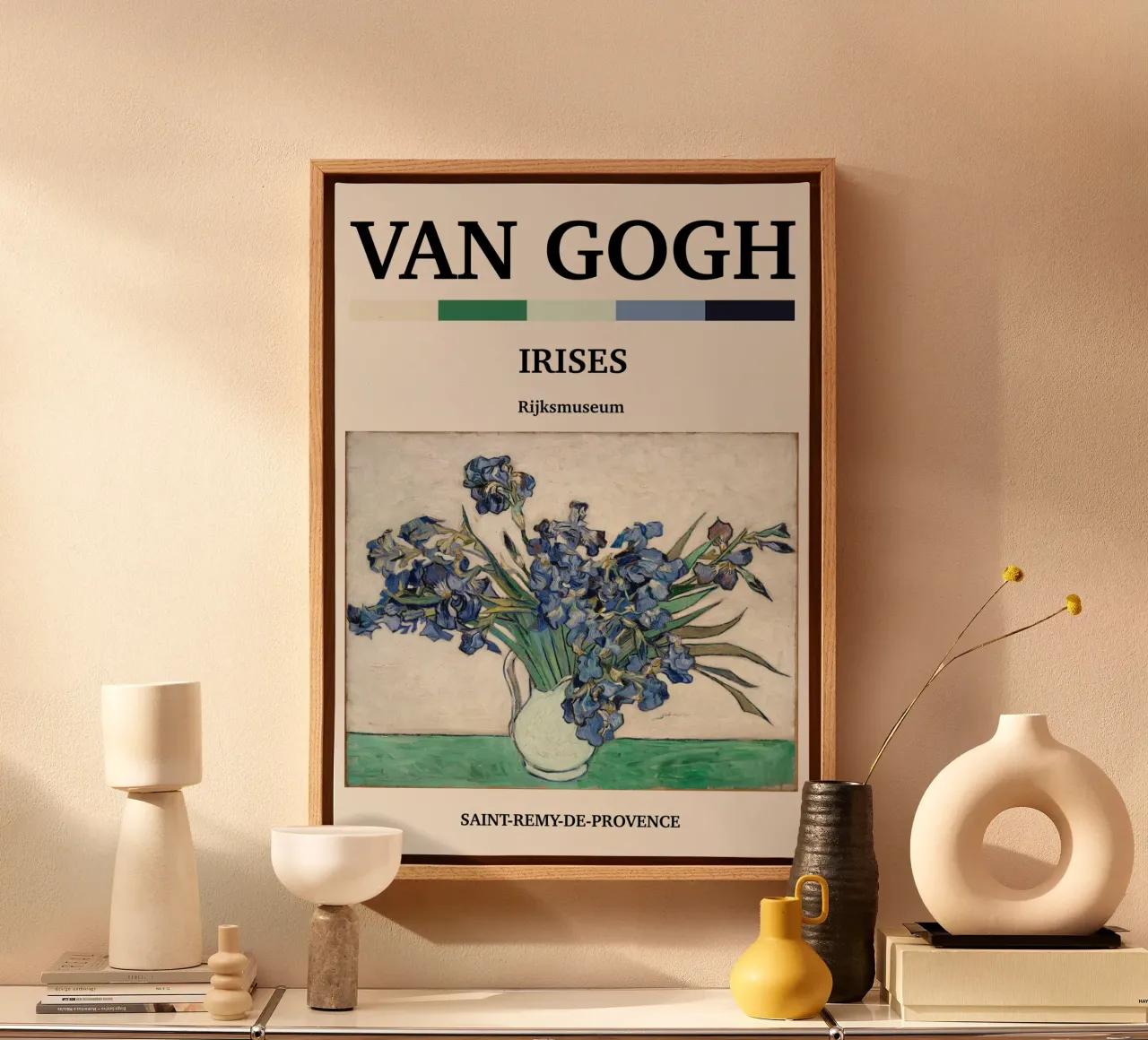 Van Gogh Irissen Post-Impressionisme Bloemrijke Kunstdruk - Blauw B canvas met Baklijst van NorwesClub