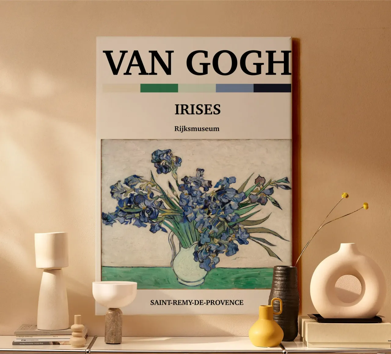 Van Gogh Irissen Post-Impressionisme Bloemrijke Kunstdruk - Blauw B canvas met Baklijst van NorwesClub