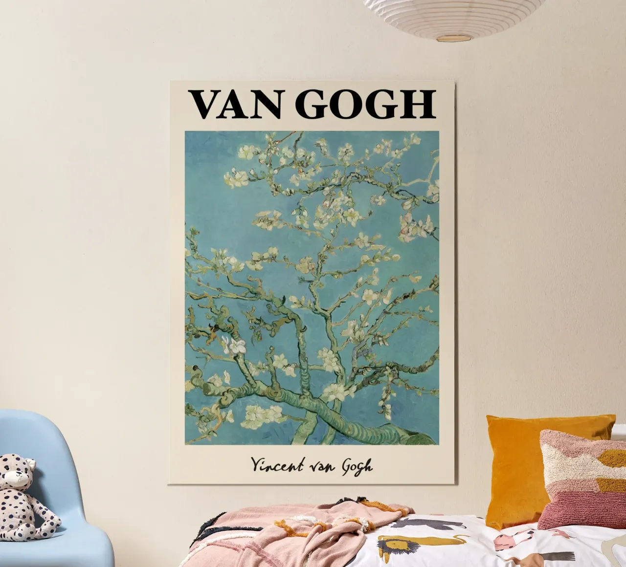Van Gogh Mandorli in fiore - Floreale di primavera post-impressionista poster con telaio in alluminio da NorwesClub