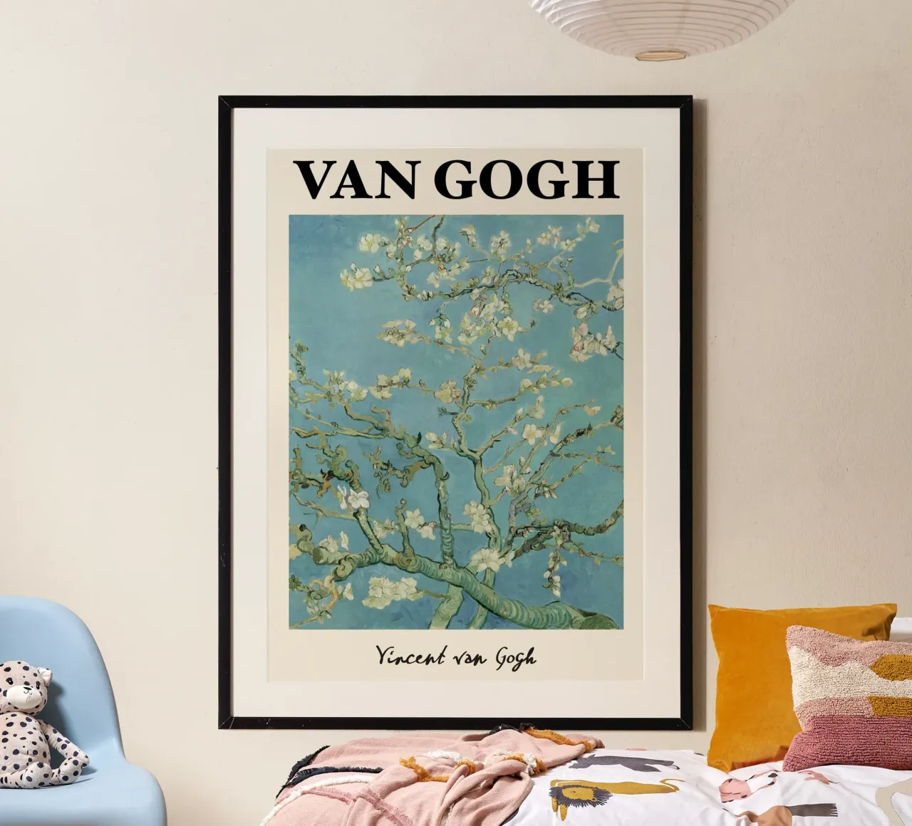 Van Gogh Mandorli in fiore - Floreale di primavera post-impressionista poster con telaio in alluminio da NorwesClub