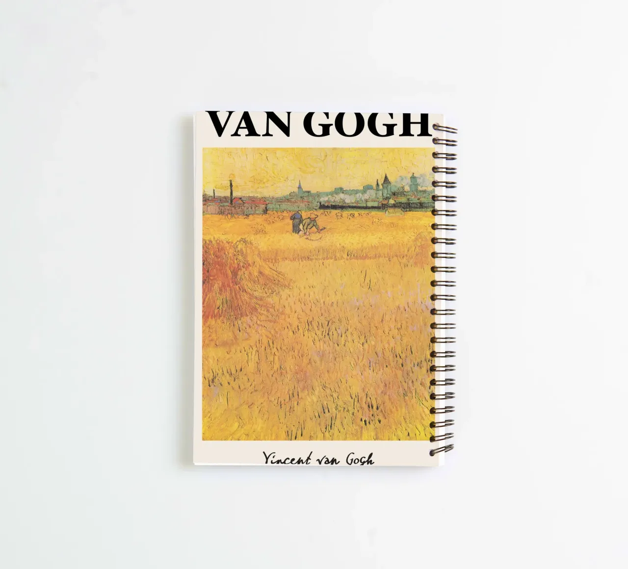 Van Gogh Wheat Fields with Arles - Post-Impressionist Landsc spiral notebook by NorwesClub