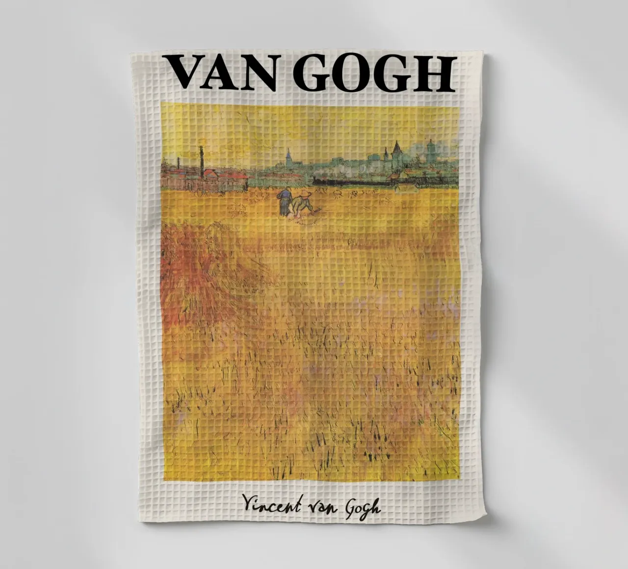 Van Gogh Wheat Fields with Arles - Post-Impressionist Landsc tea towel by NorwesClub