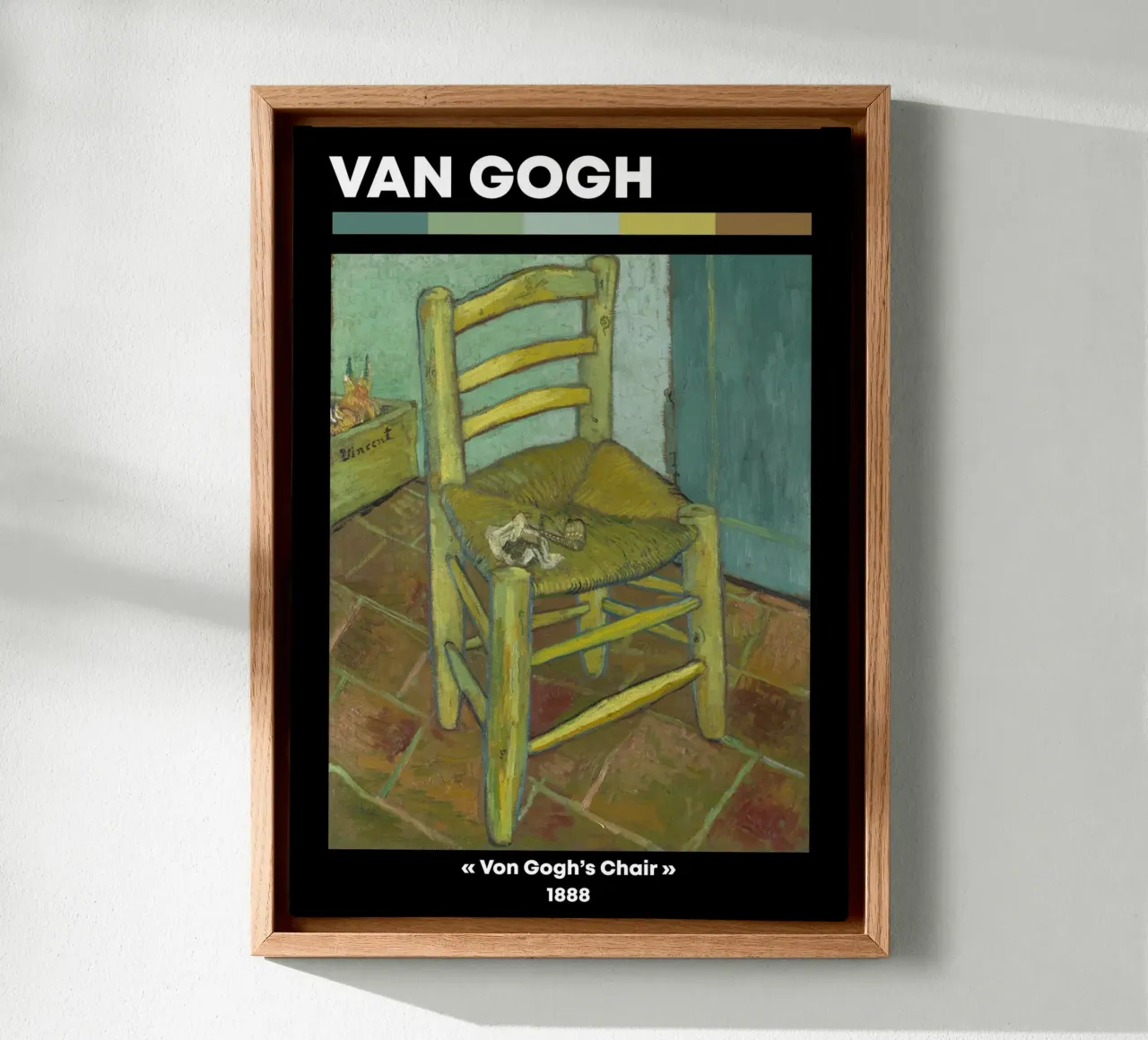 Van Goghs Stuhl - Post-impressionistisches Stillleben Heimtextilien Leinwand mit Schattenfugenrahmen von NorwesClub