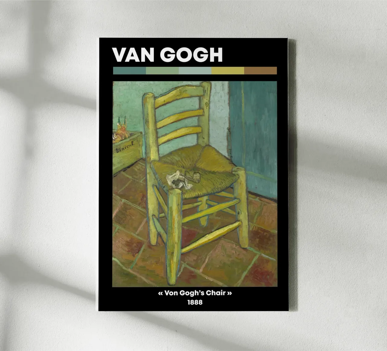 Van Goghs Stuhl - Post-impressionistisches Stillleben Heimtextilien Leinwand mit Schattenfugenrahmen von NorwesClub