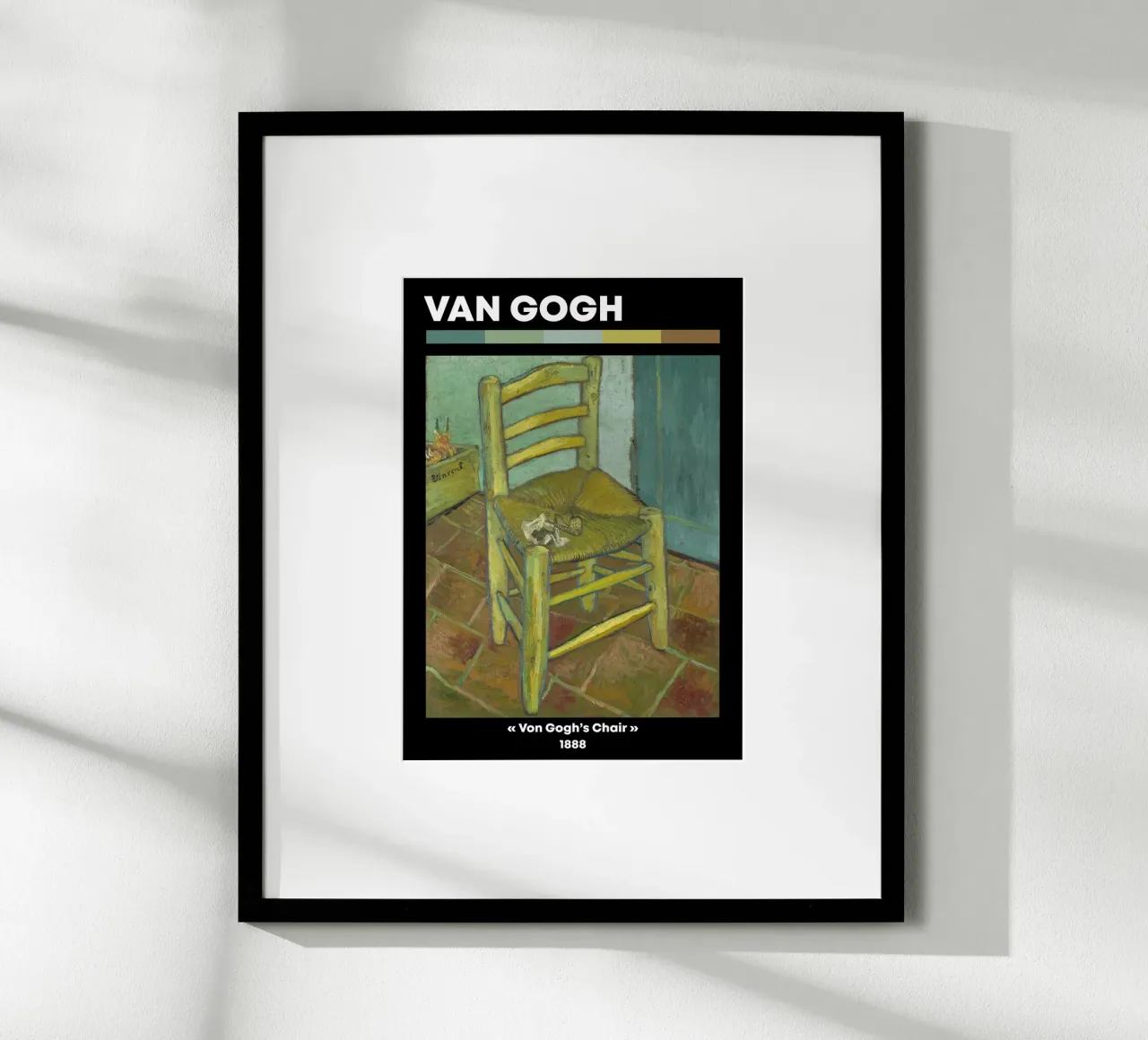 Van Goghs Stuhl - Post-impressionistisches Stillleben Heimtextilien Poster mit Holzrahmen von NorwesClub