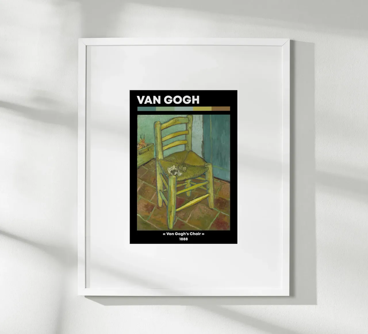 Van Goghs Stuhl - Post-impressionistisches Stillleben Heimtextilien Poster mit Holzrahmen von NorwesClub