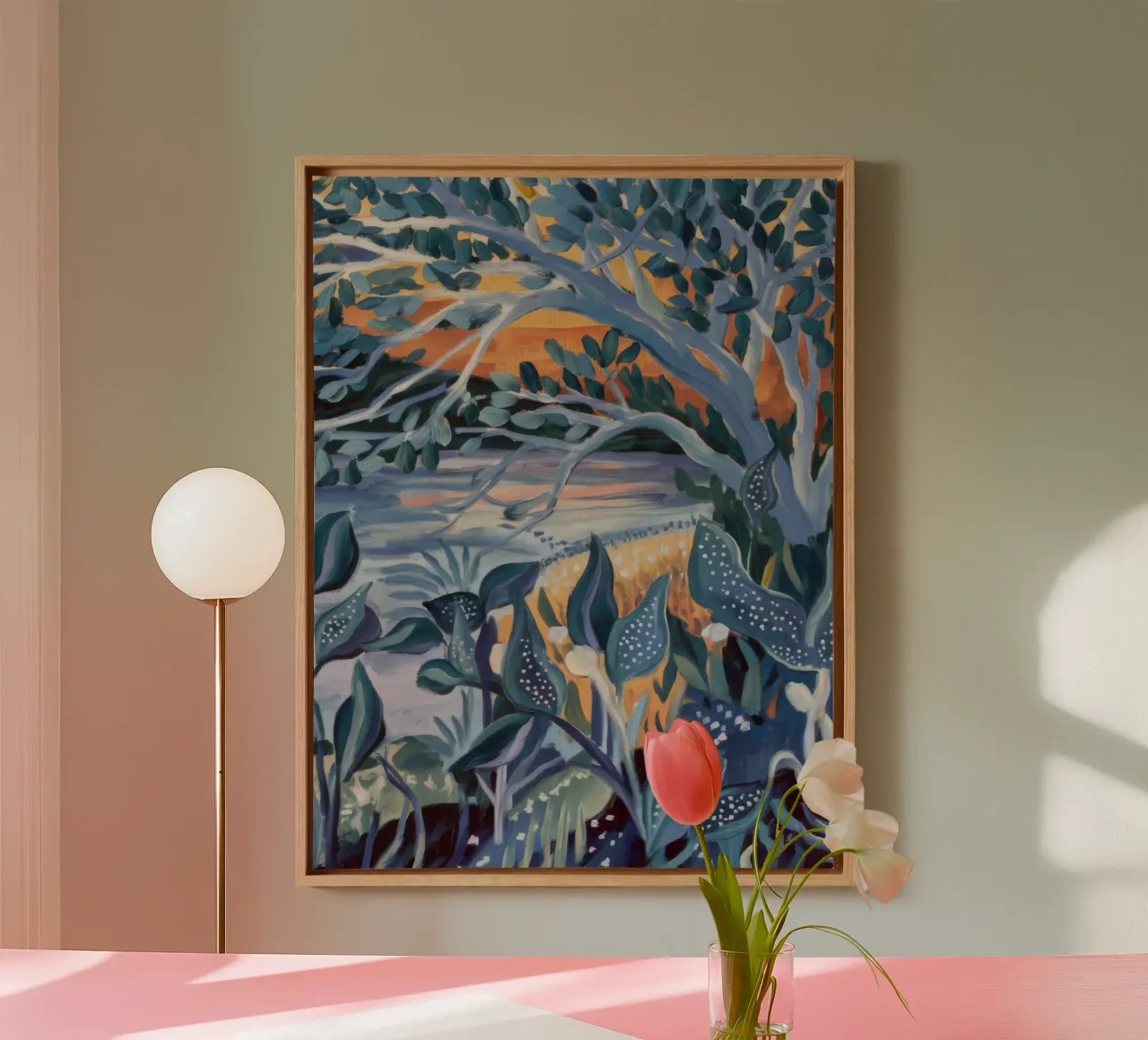 Schemeringstuin polsslag canvas met Baklijst van Solestice Strokes