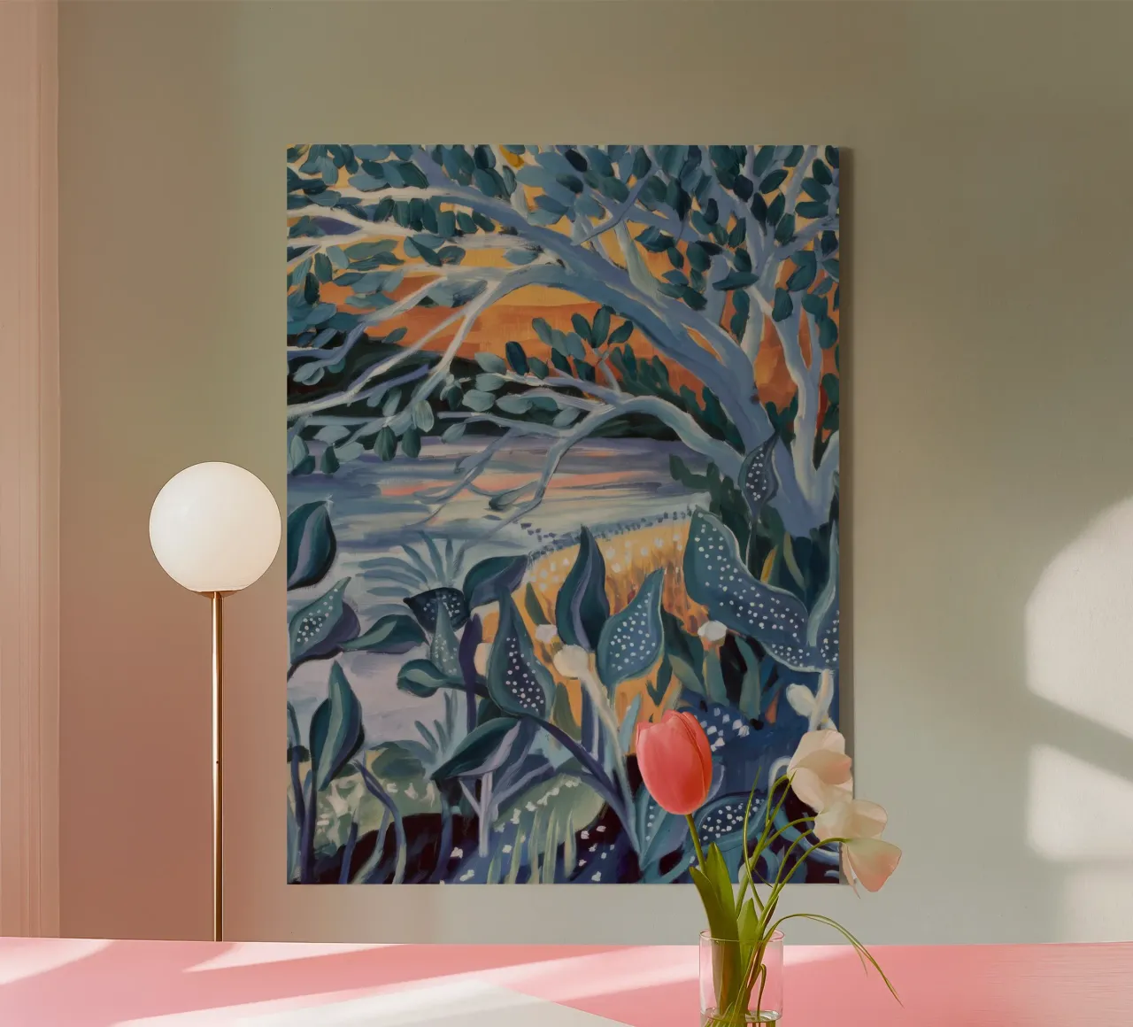Schemeringstuin polsslag canvas met Baklijst van Solestice Strokes
