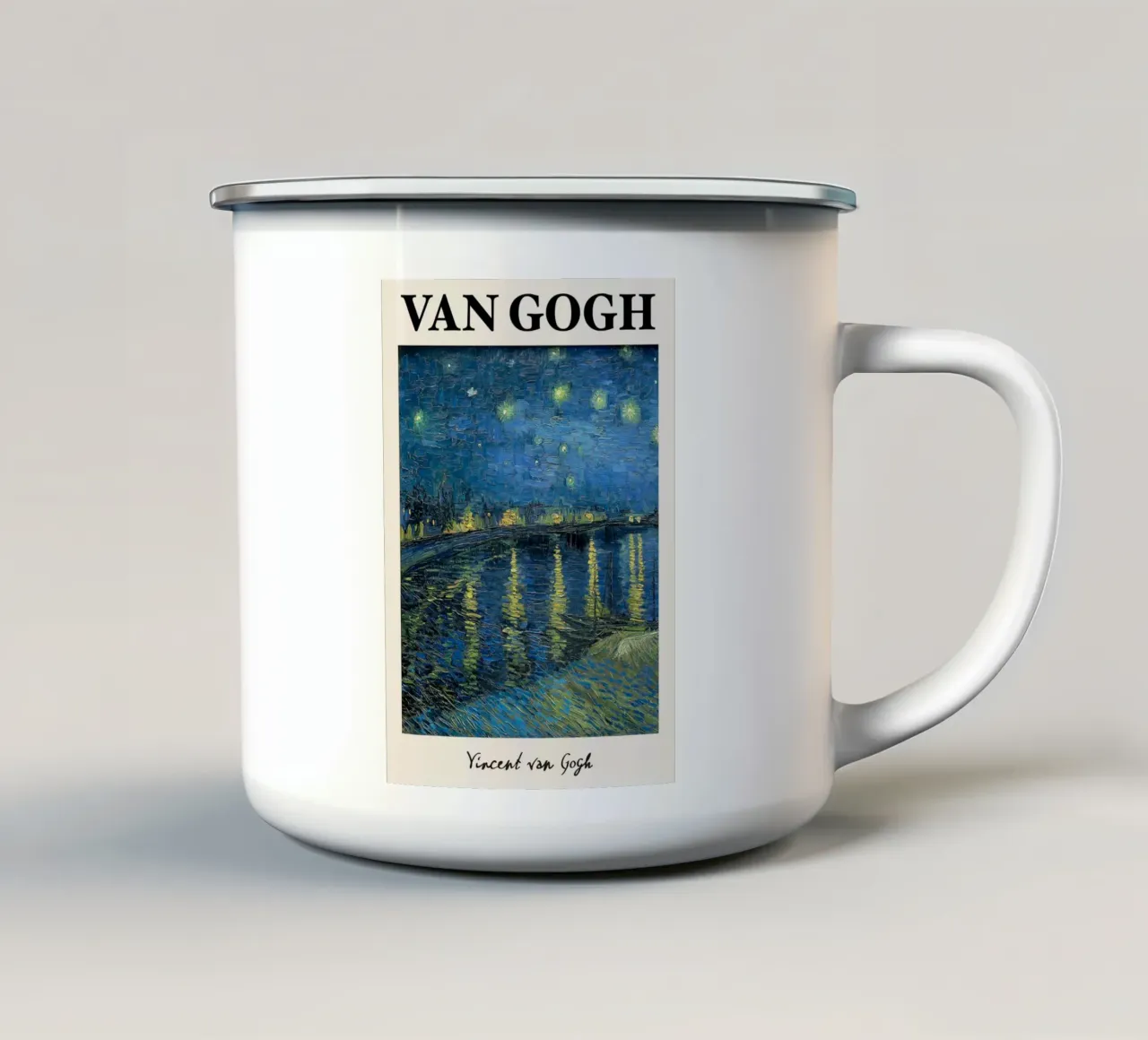 Van Gogh Notte stellata sul Rodano - Notti post-impressioniste tazza in smalto da NorwesClub