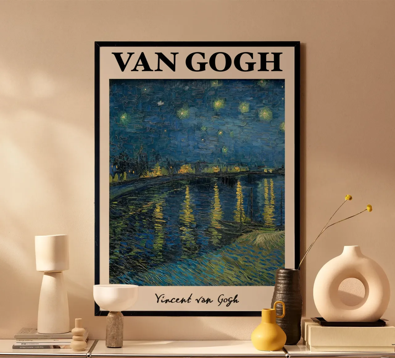 Van Gogh Notte stellata sul Rodano - Notti post-impressioniste poster con telaio in plastica da NorwesClub