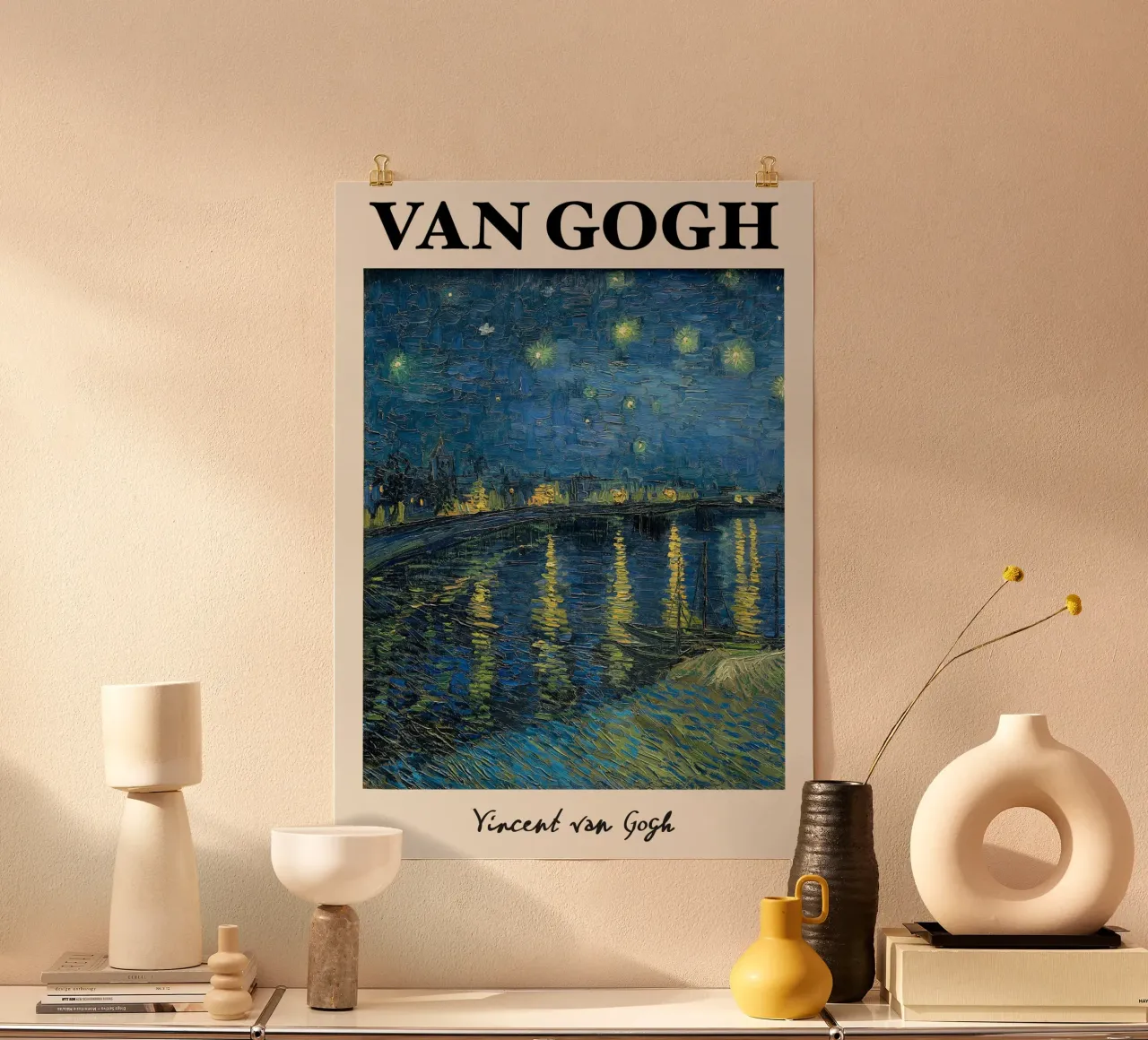 Van Gogh Notte stellata sul Rodano - Notti post-impressioniste poster con telaio in plastica da NorwesClub