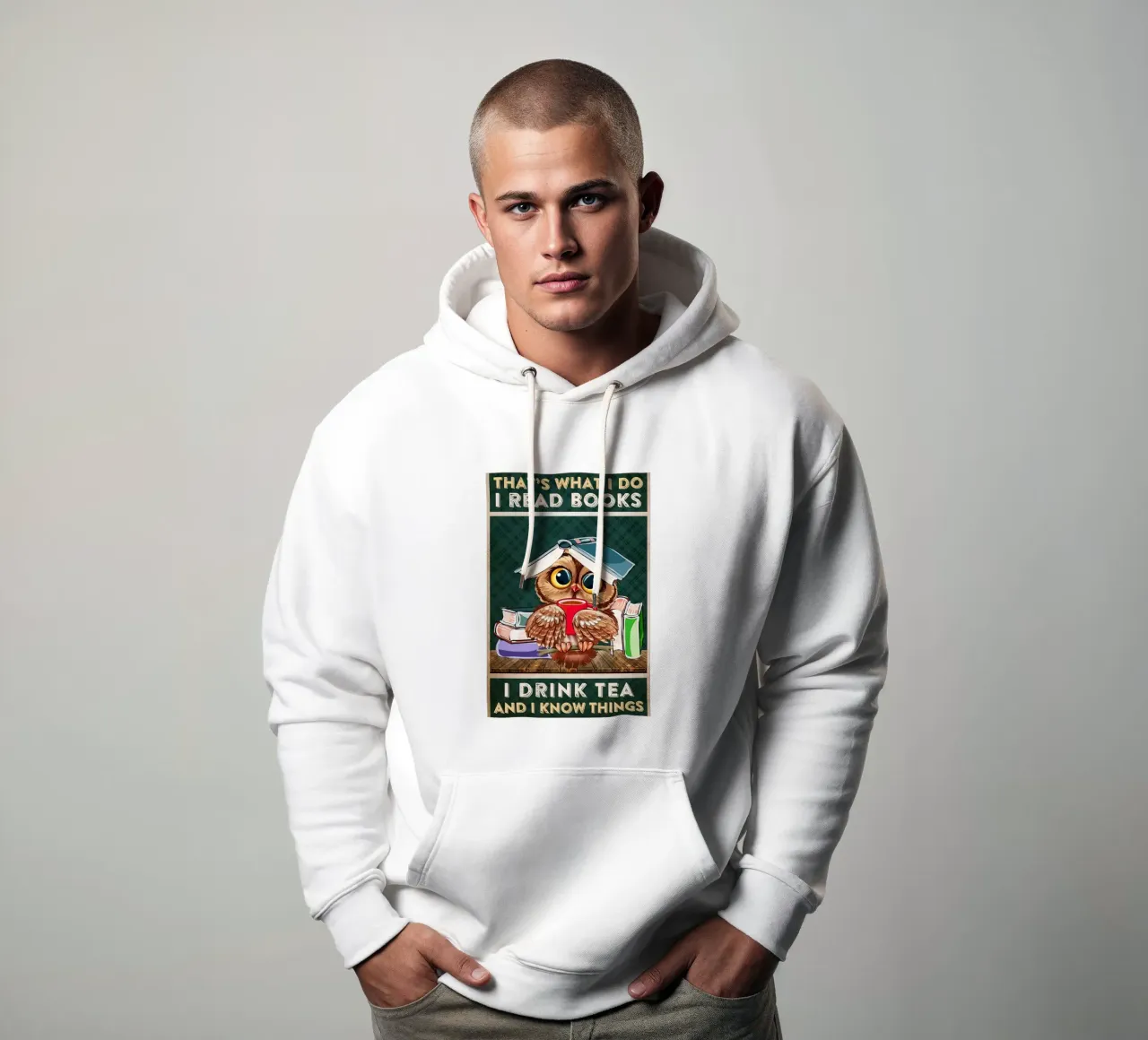 Gufo Leggo libri Bevo tè e so delle cose felpa con cappuccio da Aaronshop